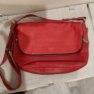 Red Fossil Messenger Bag